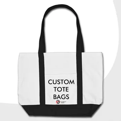 Custom Tote Bags shown in a retail presentation setting