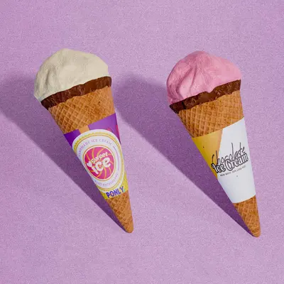 Custom Waffle Cone Sleeves shown at an angle that reveals the depth of the pack