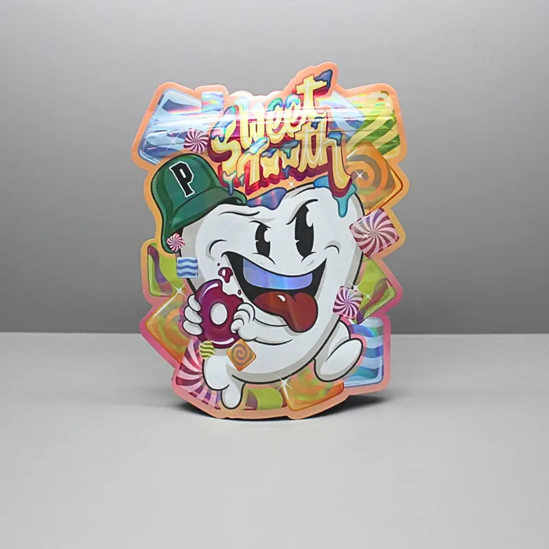 Die Cut Mylar Bags photographed to show finish and proportion