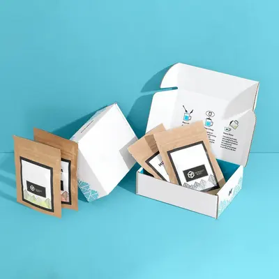 Display Mailer Boxes photographed from a second angle showing the side panel