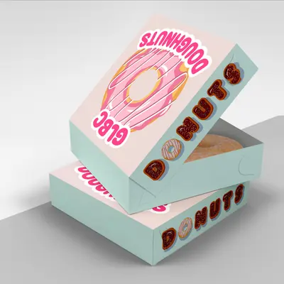 Donut Boxes photographed from a second angle showing the side panel