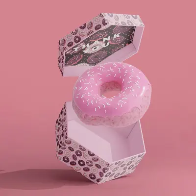 Donut Boxes shown at an angle that reveals the depth of the pack
