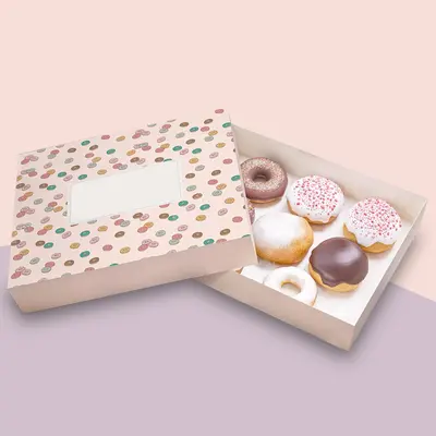 Donut Boxes presented alongside its printed surface detail