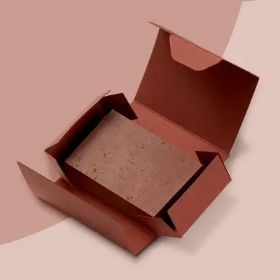 Eco Friendly Soap Packaging Boxes shown at an angle that reveals the depth of the pack