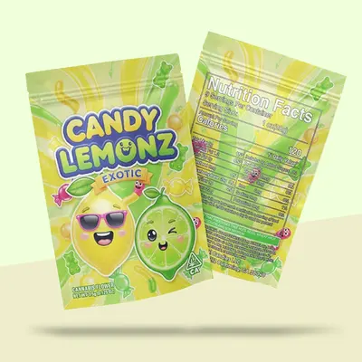 Edible Mylar Bags presented alongside its printed surface detail