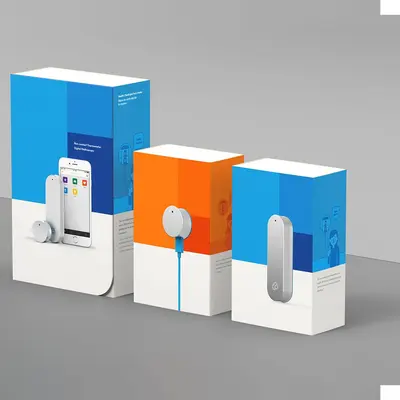 Electronics Boxes shown as a finished custom-printed pack