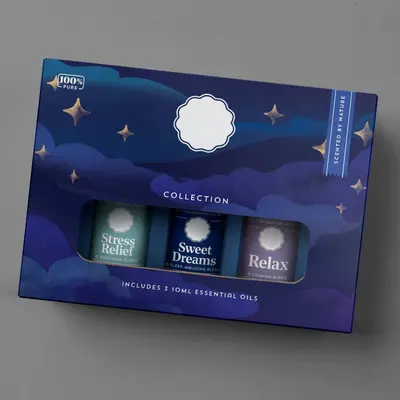 Essential Oil Boxes shown at an angle that reveals the depth of the pack