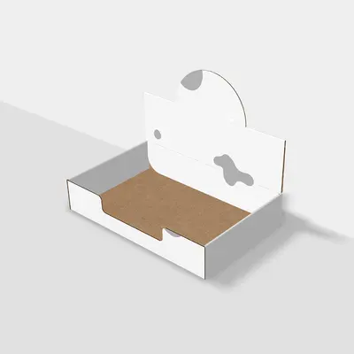 Flat Tuck Display Boxes photographed from a second angle showing the side panel