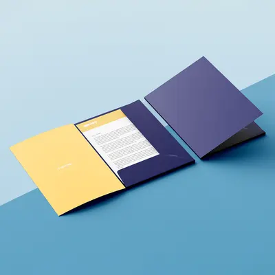 Folder with Stitched Inserts shown as a finished custom-printed pack