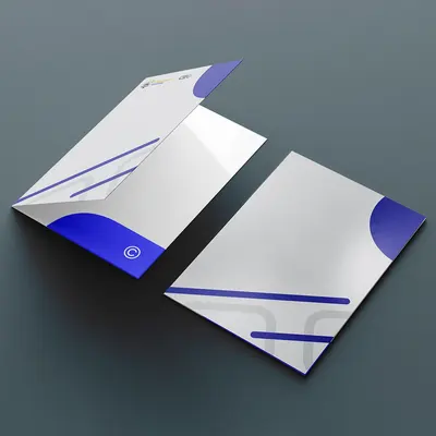 Folder with Stitched Inserts shown at an angle that reveals the depth of the pack