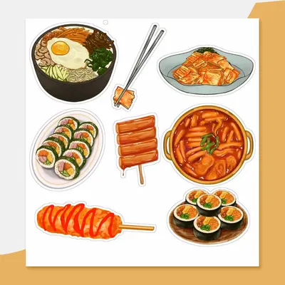 Food Stickers photographed from a second angle showing the side panel