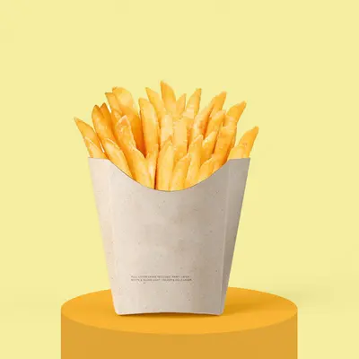 French Fries Containers presented alongside its printed surface detail