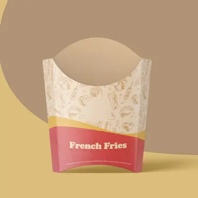French Fry Boxes presented alongside its printed surface detail