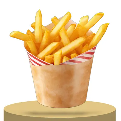 French Fry Cups photographed from a second angle showing the side panel