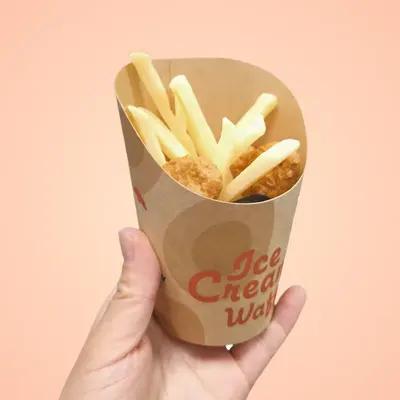 French Fry Cups shown at an angle that reveals the depth of the pack