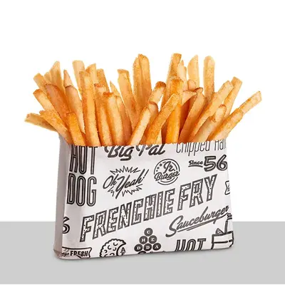 French Fry Sleeves presented alongside its printed surface detail
