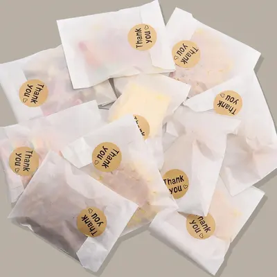 Glassine Food Sleeves photographed from a second angle showing the side panel