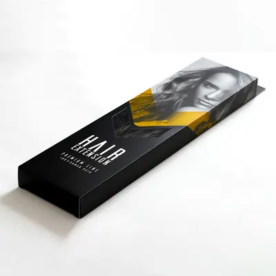 Hair Extension Boxes presented alongside its printed surface detail