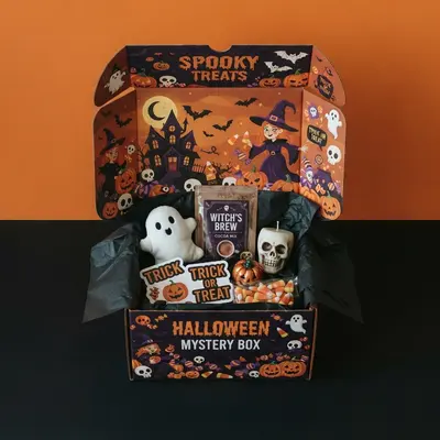 Halloween Boxes shown at an angle that reveals the depth of the pack