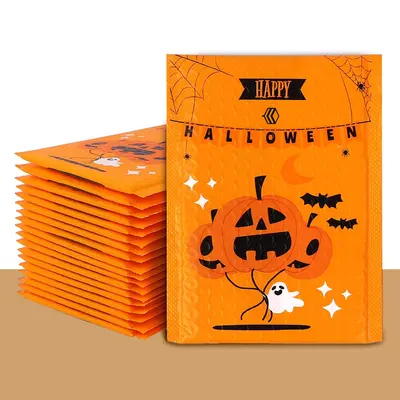 Halloween Bubble Mailers photographed from a second angle showing the side panel
