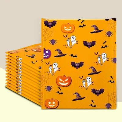Halloween Bubble Mailers shown at an angle that reveals the depth of the pack