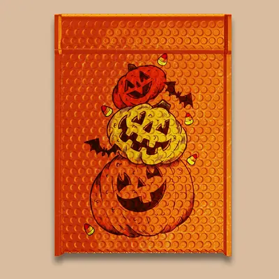 Halloween Bubble Mailers presented alongside its printed surface detail