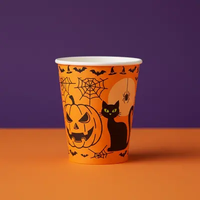 Halloween Paper Cups displayed with the closure detail visible