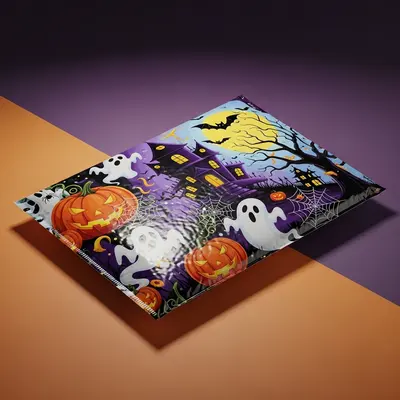 Halloween Poly Mailers shown as a finished custom-printed pack