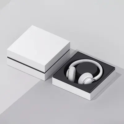 Headphone Boxes shown as a finished custom-printed pack
