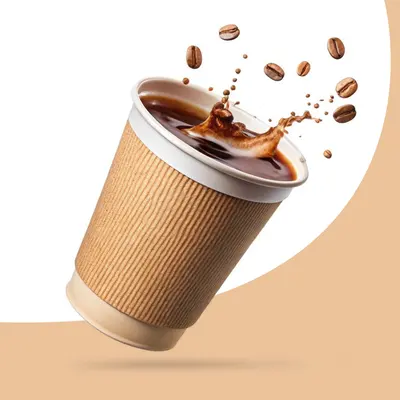 Hot Coffee Paper Cups shown at an angle that reveals the depth of the pack