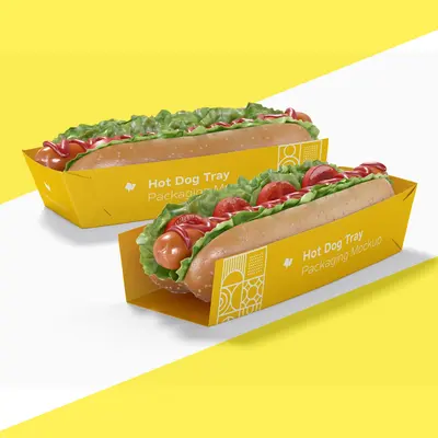 Hot Dog Boxes photographed from a second angle showing the side panel