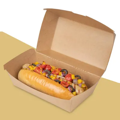 Hot Dog Boxes shown at an angle that reveals the depth of the pack