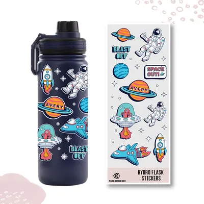 Hydro Flask Stickers shown as a finished custom-printed pack