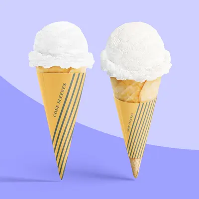 Ice Cream Cone Sleeves presented alongside its printed surface detail