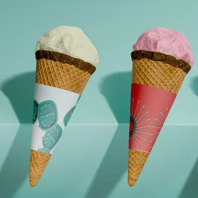 Ice Cream Cone Sleeves shown in a retail presentation setting