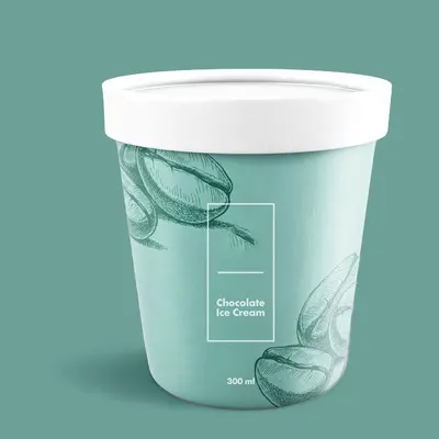 Ice Cream Cups with Lids photographed from a second angle showing the side panel