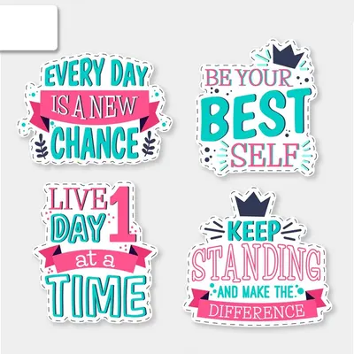 Inspirational Stickers photographed from a second angle showing the side panel