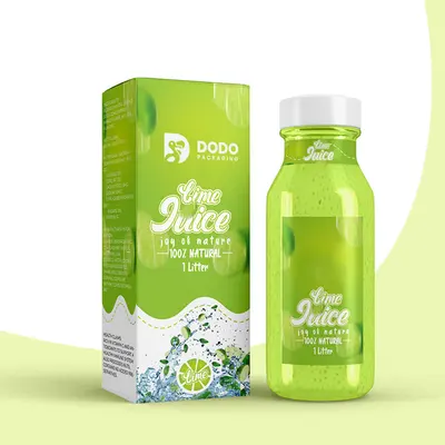 Juice Packaging shown at an angle that reveals the depth of the pack