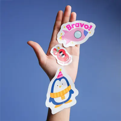Kiss Cut Stickers presented alongside its printed surface detail