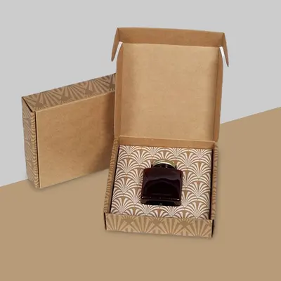 Kraft Boxes with Inserts photographed from a second angle showing the side panel