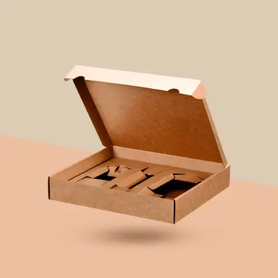 Kraft Boxes with Inserts presented alongside its printed surface detail