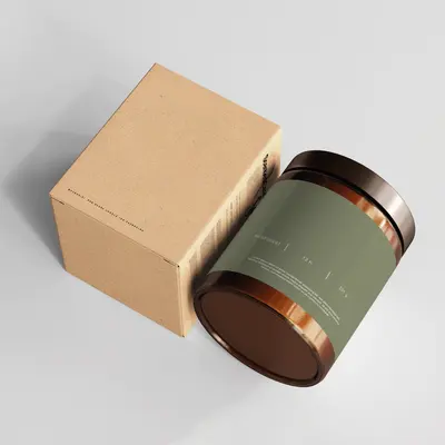 Kraft Candle Boxes shown as a finished custom-printed pack
