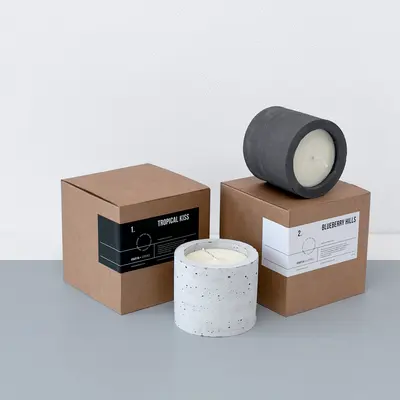 Kraft Candle Boxes displayed with the closure detail visible