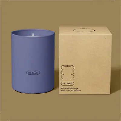 Kraft Candle Boxes shown at an angle that reveals the depth of the pack