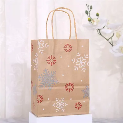 Kraft Christmas Gift Bags displayed with the closure detail visible