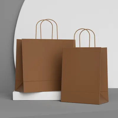 Kraft Paper Bags photographed from a second angle showing the side panel