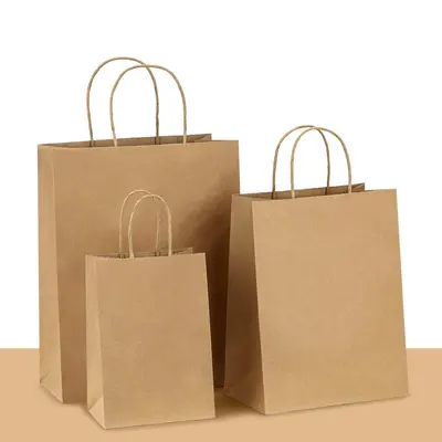 Kraft Paper Bags displayed with the closure detail visible