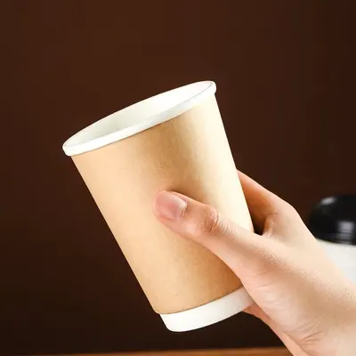 Kraft Paper Cup presented alongside its printed surface detail