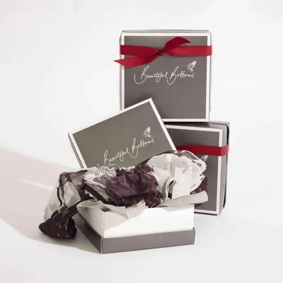 Lingerie Boxes presented alongside its printed surface detail