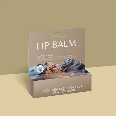 Lip Balm Boxes shown at an angle that reveals the depth of the pack